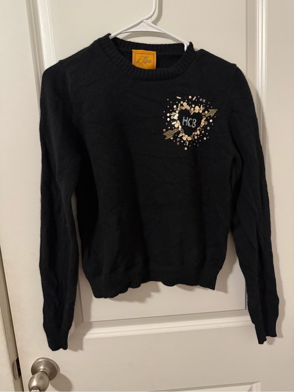 Le Lion custom Heart Black Crewneck Sweater